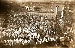 People's gathering in front of Catholic Church of St. Elijah&nbsp;[bs] on a holy day (1932)