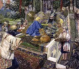 Ferdowsi reading Shahname to Shah Mahmud Ghaznavi