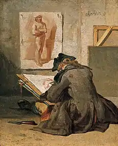 Young Student Drawing, Jean Siméon Chardin, c. 1738