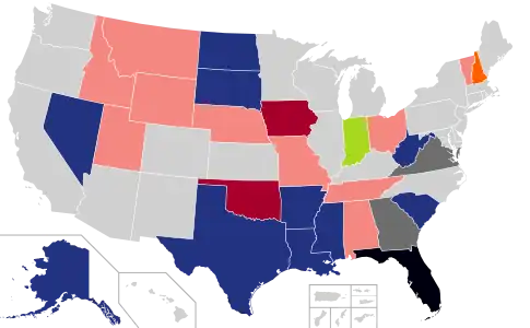 Endorsements by incumbent Republican governors.&nbsp;&nbsp;Endorsed Donald Trump (9)&nbsp;&nbsp;Endorsed Ron DeSantis (2)&nbsp;&nbsp;Endorsed Nikki Haley (1)&nbsp;&nbsp;Endorsed Mike Pence (1) (withdrawn)&nbsp;&nbsp;No endorsement (11)&nbsp;&nbsp;Declined to endorse a candidate (3)&nbsp;&nbsp;Currently running (1)