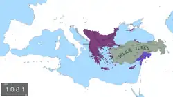 The Byzantine Empire in 1081 before the coronation of Alexios I