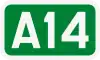 A14 motorway shield}}