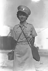 A female Magen David Adom paramedic in the Tel Aviv civil defense, 1939