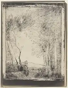 A Young Mother at the Entrance to a Wood (1856), cliché-verre by Jean-Baptiste Camille Corot, Los Angeles County Museum of Art.