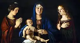 Giovanni BelliniMadonna and Child with Saint Catherine and Saint Mary Magdalene, 58 × 107&nbsp;cm