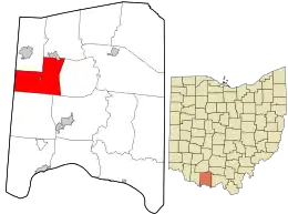 Location in Adams County and the state of Ohio.