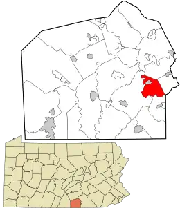 Location in Adams County and the state of Pennsylvania.