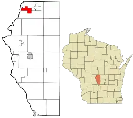 Location in Adams County and the state of Wisconsin.