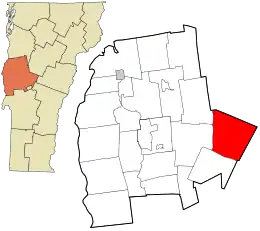 Location in Addison County and the state of Vermont.