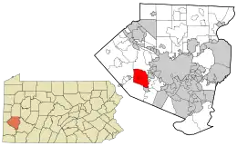 Location in Allegheny County and state of Pennsylvania