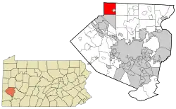 Location in Allegheny County and state of Pennsylvania