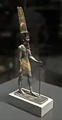 Amun-Ra figurine; 1069–664 BC; silver and gold; 24 × 6 × 8.5&nbsp;cm, 0.7&nbsp;kg; British Museum (London)