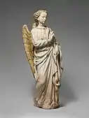 Italian Gothic angel of the annunciation, circa 1430–1440, Istrian limestone, gesso and gilt, 95.3 x 37.5&nbsp;cm, Metropolitan Museum of Art