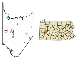 Location of Worthington in Armstrong County, Pennsylvania.
