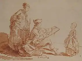 Artist Sketching a Young Girl (ca. 1773), red chalk, 25.5 x 33.8&nbsp;cm., Metropolitan Museum of Art