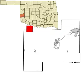 Location in Beckham County and the state of Oklahoma