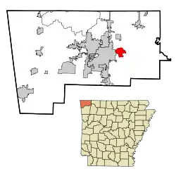 Location in Benton County and the state of Arkansas