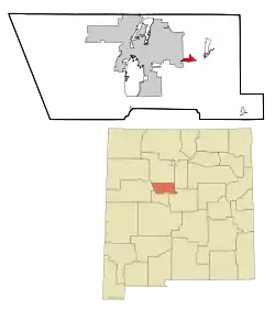 Location of Carnuel, New Mexico