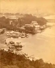 Boathouse Row and Fairmount Water Works from Lemon Hill  (circa 1872–1874)