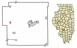 Location of Ripley in Bond County and Illinois