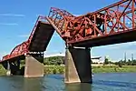 With bascule lift span opened for a ship