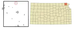Location within Brown County and Kansas