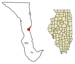 Location of Hardin in Calhoun County, Illinois.