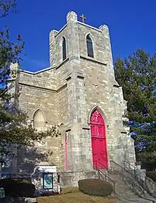 Front view of church