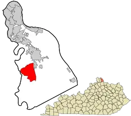 Location in Campbell County and the state of Kentucky.