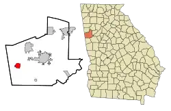 Location in Carroll County and the state of Georgia