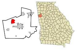 Location in Carroll County and the state of Georgia