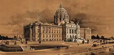 Winning design. Cass Gilbert's competition drawing for the Capitol