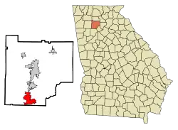 Location in Cherokee County and the state of Georgia