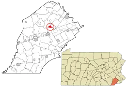 Location in Chester County and the state of Pennsylvania