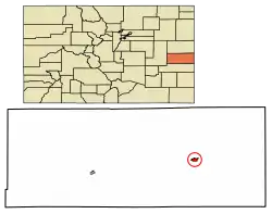 Location of the Town of Cheyenne Wells in the Cheyenne County, Colorado.
