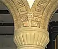 Christ Church, Welshpool. Terracotta detailing on thearch above the limestone Romanesque revival column capital