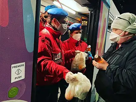 The City Angels organisation providing aid to the homeless in Milan.