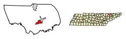 Location of New Tazewell in Claiborne County, Tennessee.