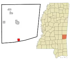 Location of Shubuta, Mississippi