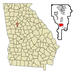 Location in Clayton County and the state of Georgia