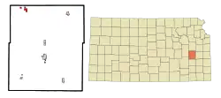 Location within Coffey County and Kansas