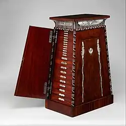 Coin cabinet; by François-Honoré-Georges Jacob-Desmalter; 1809–1819; mahogany with silver; 90.2 x 50.2 x 37.5&nbsp;cm; Metropolitan Museum of Art (New York City)