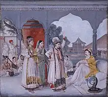 watching a nautch, after a painting by Johann Zoffany, circa 1786-88