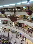 Wall mounts on the railings depicting the theme of the mall