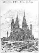 Rejected design for the Cathedral of St. John the Divine, New York, New York, 1889.
