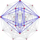 3{3}3{3}3, or , has 27 vertices, 72 3-edges, and 27 faces, with one face highlighted blue.