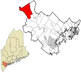 Location in Cumberland County and the state of Maine.
