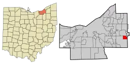 Location in Cuyahoga County and the state of Ohio.