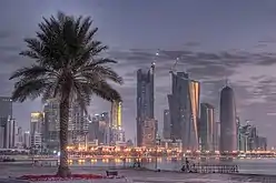 Doha Corniche is the 7&nbsp;km long waterfront that connects the new district of West Bay with the old district of Al-Bidda and Al-Souq on the other end.