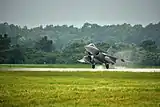 Dassault Rafale of Indian Air Force squadron 101 landing in Hasimara, West Bengal.